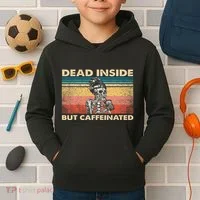 Dead Inside But Caffeinated Kids Hoodie thumb 2