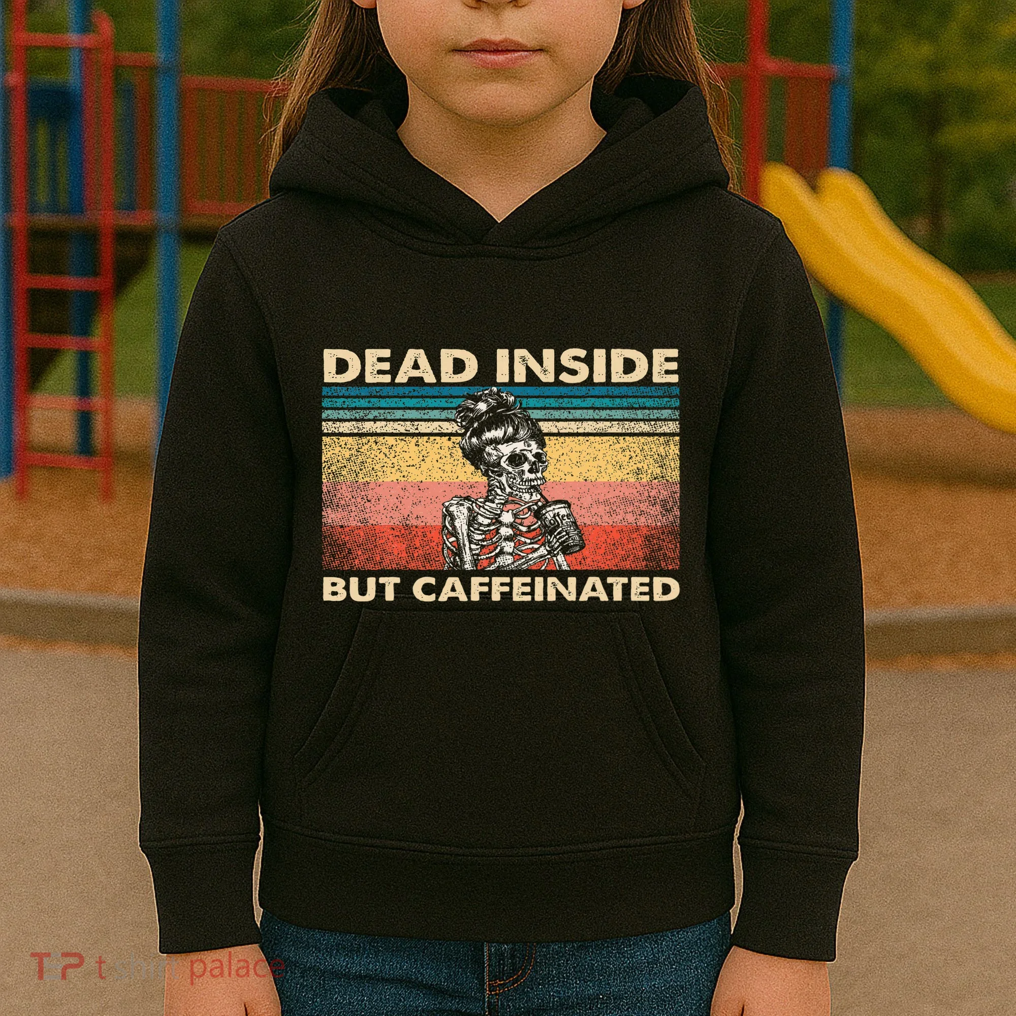 Dead Inside But Caffeinated Kids Hoodie