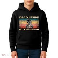 Dead Inside But Caffeinated Kids Hoodie thumb 4