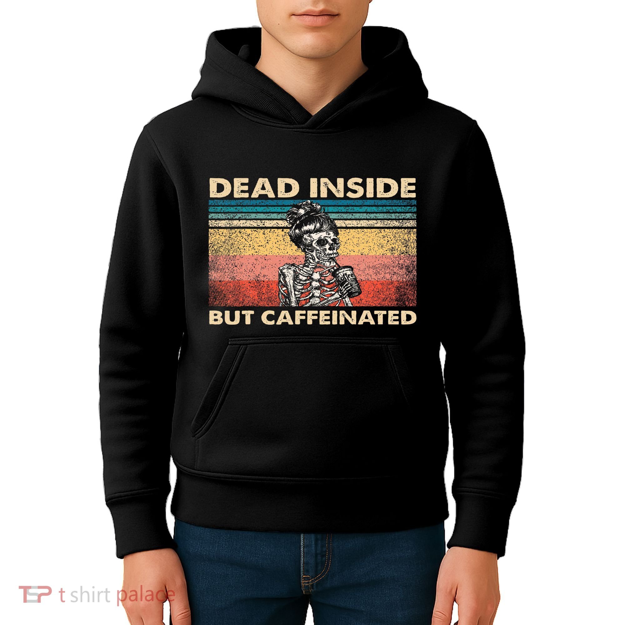 Dead Inside But Caffeinated Kids Hoodie