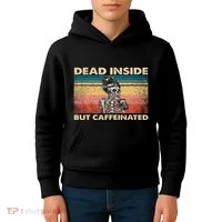 Dead Inside But Caffeinated Kids Hoodie thumb 4