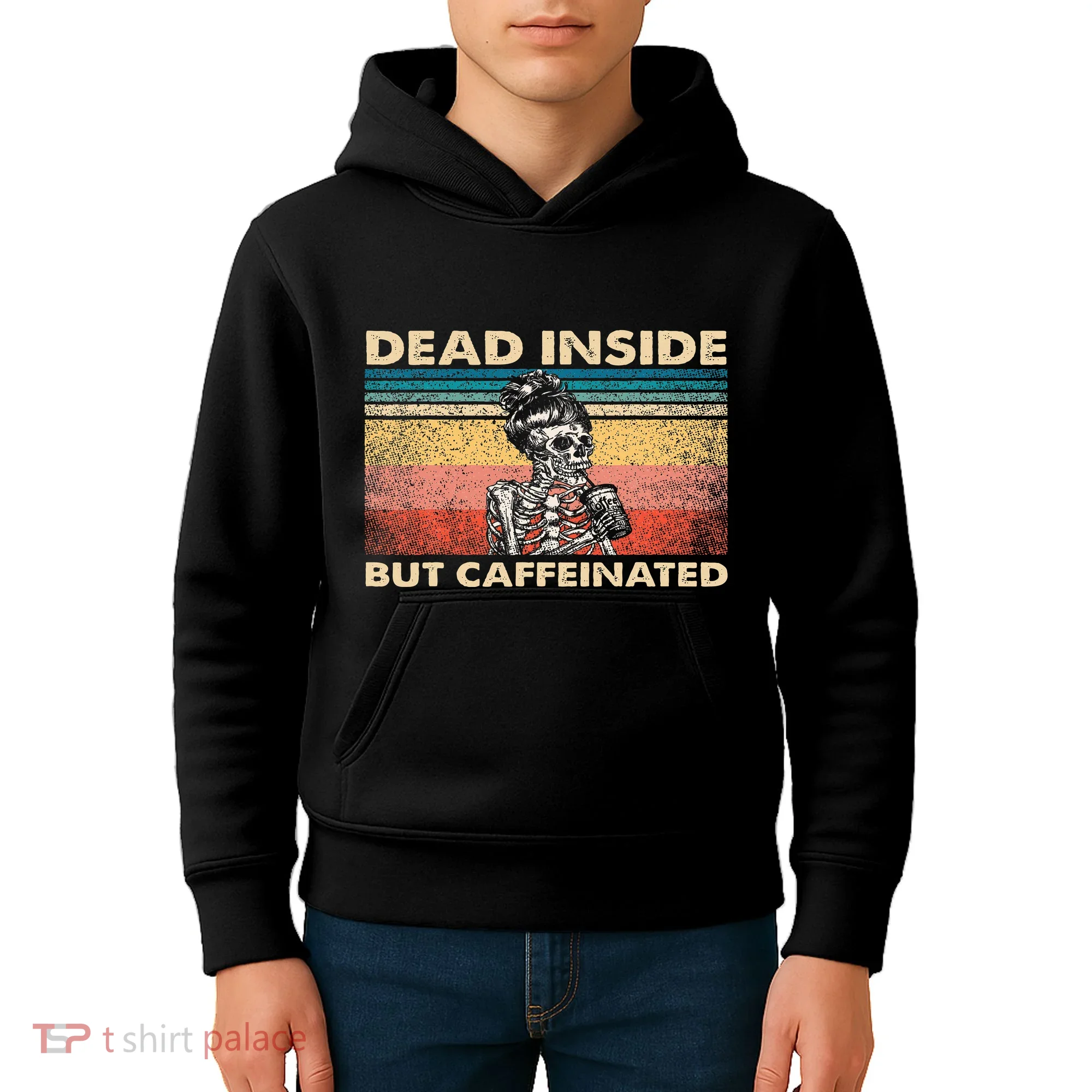Dead Inside But Caffeinated Kids Hoodie