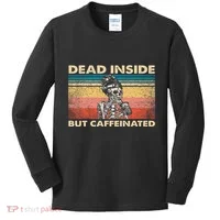 Dead Inside But Caffeinated Kids Long Sleeve Shirt thumb 0