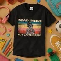 Dead Inside But Caffeinated Kids T-Shirt thumb 3