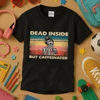 Dead Inside But Caffeinated Kids T-Shirt thumb 3