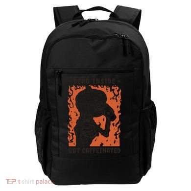 Dead Inside But Caffeinated Pumpkin Skeleton Backpack