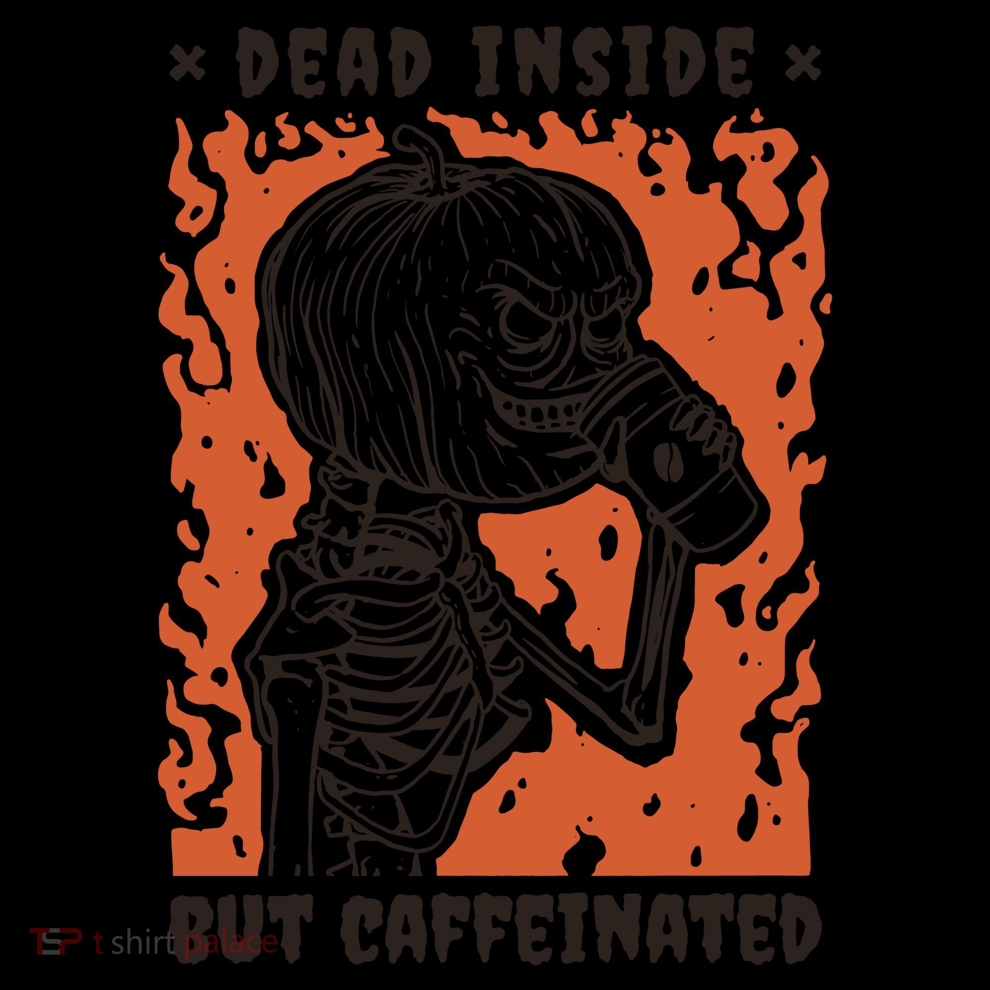 Dead Inside But Caffeinated Pumpkin Skeleton Coaster