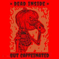 Dead Inside But Caffeinated Pumpkin Skeleton Santa Hat thumb 1
