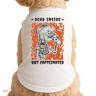 Dead Inside But Caffeinated Pumpkin Skeleton Doggie Tank