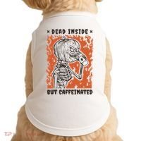 Dead Inside But Caffeinated Pumpkin Skeleton Doggie Tank thumb 0