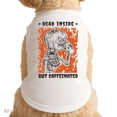 Dead Inside But Caffeinated Pumpkin Skeleton Doggie Tank