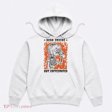 Dead Inside But Caffeinated Pumpkin Skeleton Hoodie