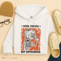 Dead Inside But Caffeinated Pumpkin Skeleton Hoodie thumb 4
