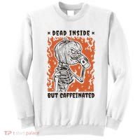 Dead Inside But Caffeinated Pumpkin Skeleton Sweatshirt thumb 0