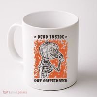 Dead Inside But Caffeinated Pumpkin Skeleton Coffee Mug thumb 0