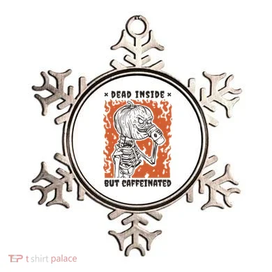 Dead Inside But Caffeinated Pumpkin Skeleton Ornament