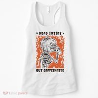 Dead Inside But Caffeinated Pumpkin Skeleton Women's Tank Top thumb 0
