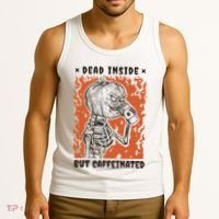 Dead Inside But Caffeinated Pumpkin Skeleton Tank Top thumb 3