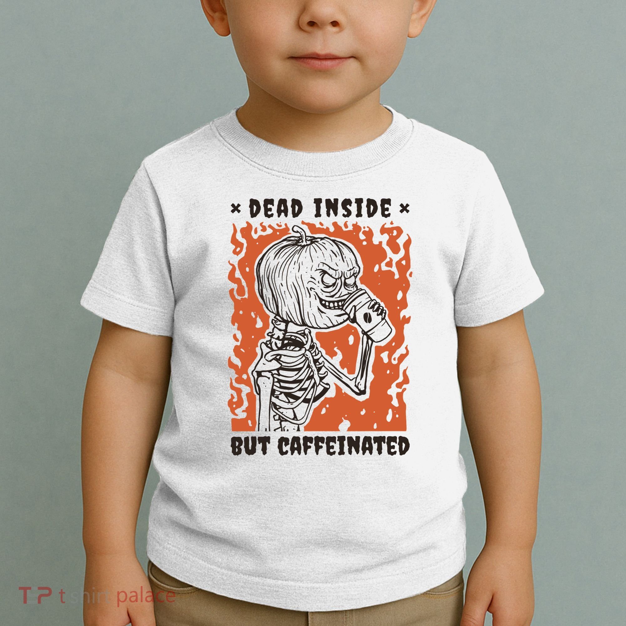Dead Inside But Caffeinated Pumpkin Skeleton Toddler T-Shirt