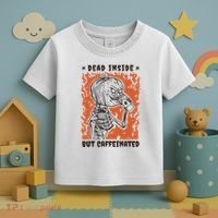 Dead Inside But Caffeinated Pumpkin Skeleton Toddler T-Shirt thumb 3