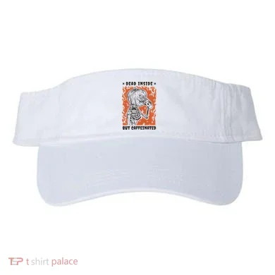 Dead Inside But Caffeinated Pumpkin Skeleton Visor