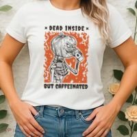Dead Inside But Caffeinated Pumpkin Skeleton Women's T-Shirt thumb 2