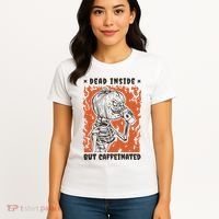 Dead Inside But Caffeinated Pumpkin Skeleton Women's T-Shirt thumb 4