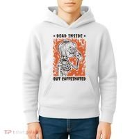 Dead Inside But Caffeinated Pumpkin Skeleton Kids Hoodie thumb 4