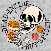 Dead Inside But Spiced Skull Pumpkin Latte Fall Thanksgiving Long Sleeve Shirt thumb 2