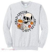 Dead Inside But Spiced Skull Pumpkin Latte Fall Thanksgiving Sweatshirt thumb 0