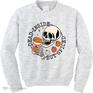 Dead Inside But Spiced Skull Pumpkin Latte Fall Thanksgiving Kids Sweatshirt