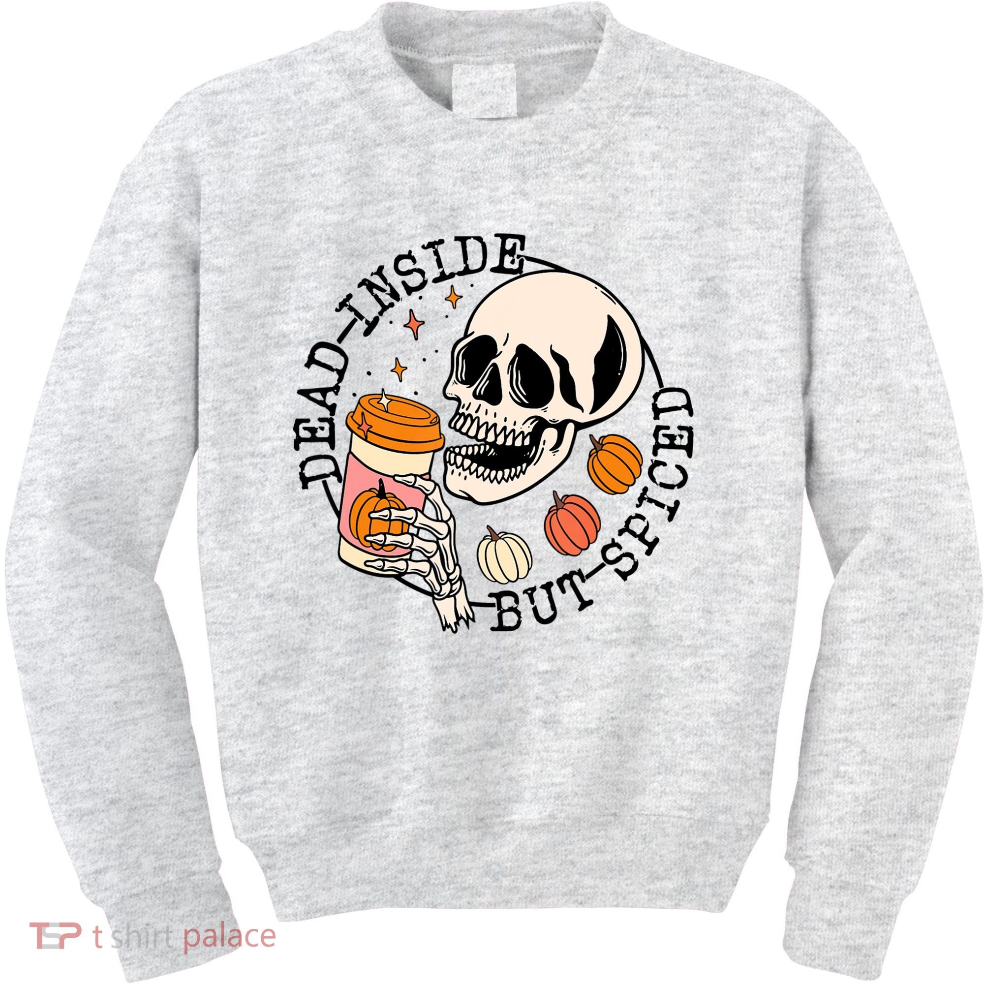 Dead Inside But Spiced Skull Pumpkin Latte Fall Thanksgiving Kids Sweatshirt