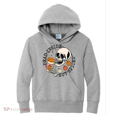 Dead Inside But Spiced Skull Pumpkin Latte Fall Thanksgiving Kids Hoodie