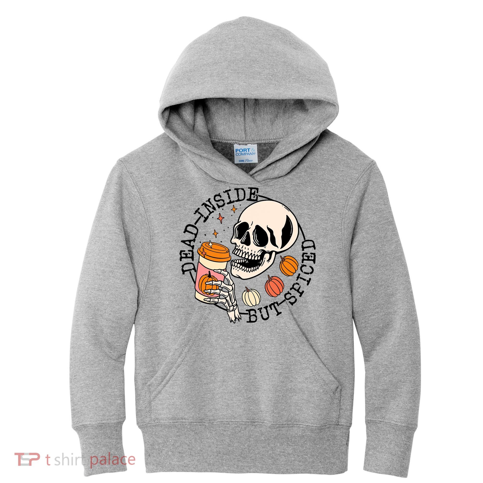 Dead Inside But Spiced Skull Pumpkin Latte Fall Thanksgiving Kids Hoodie