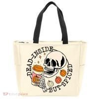 Dead Inside But Spiced Skull Pumpkin Latte Fall Thanksgiving Tote Bag thumb 0