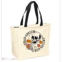 Dead Inside But Spiced Skull Pumpkin Latte Fall Thanksgiving Tote Bag thumb 2