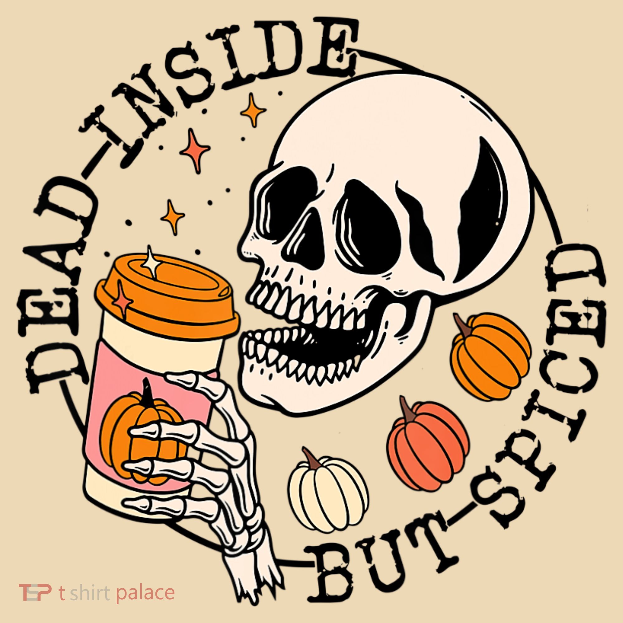 Dead Inside But Spiced Skull Pumpkin Latte Fall Thanksgiving Tote Bag