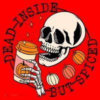 Dead Inside But Spiced Skull Pumpkin Latte Fall Thanksgiving Santa Hat thumb 1