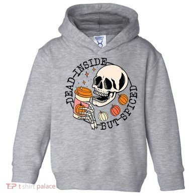 Dead Inside But Spiced Skull Pumpkin Latte Fall Thanksgiving Toddler Hoodie