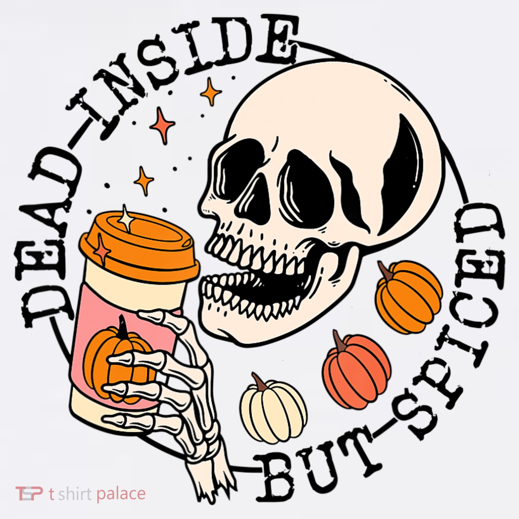 Dead Inside But Spiced Skull Pumpkin Latte Fall Thanksgiving Ornament