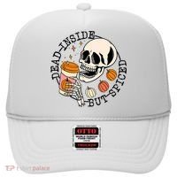 Dead Inside But Spiced Skull Pumpkin Latte Fall Thanksgiving Hat thumb 0