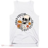 Dead Inside But Spiced Skull Pumpkin Latte Fall Thanksgiving Tank Top thumb 0