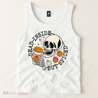 Dead Inside But Spiced Skull Pumpkin Latte Fall Thanksgiving Tank Top thumb 2