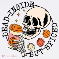 Dead Inside But Spiced Skull Pumpkin Latte Fall Thanksgiving Golf Towel thumb 3