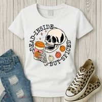 Dead Inside But Spiced Skull Pumpkin Latte Fall Thanksgiving Women's T-Shirt thumb 3