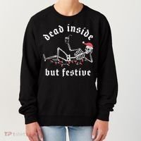 Dead Inside But Festive Christmas Skeleton Drinking Love Women's Sweatshirt thumb 0