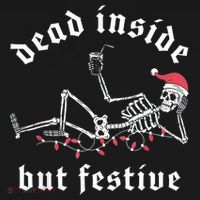Dead Inside But Festive Christmas Skeleton Drinking Love Doggie Tank thumb 4