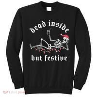 Dead Inside But Festive Christmas Skeleton Drinking Love Sweatshirt thumb 0