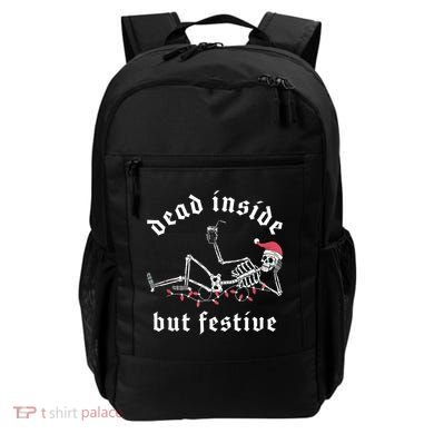 Dead Inside But Festive Christmas Skeleton Drinking Love Backpack