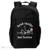 Dead Inside But Festive Christmas Skeleton Drinking Love Backpack thumb 0
